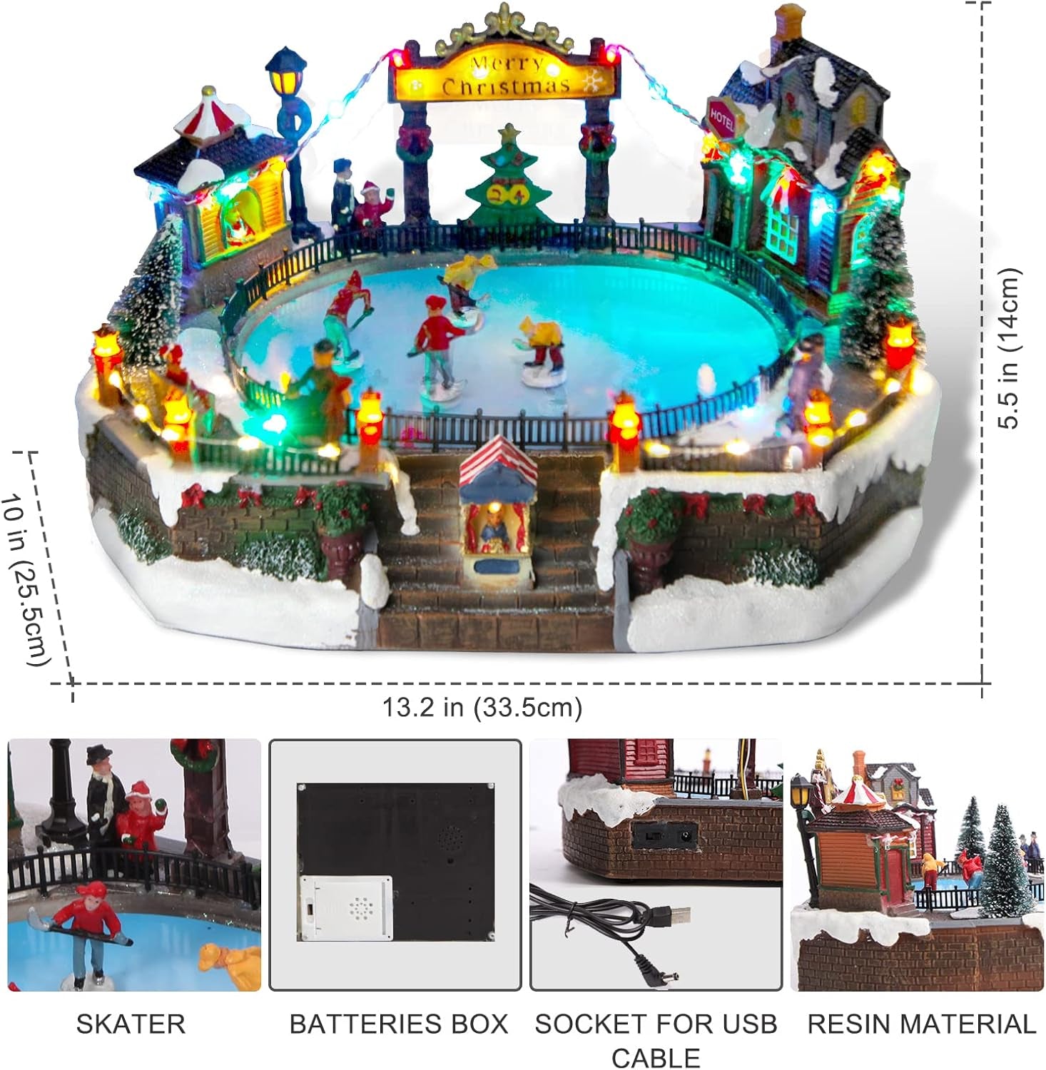 Christmas Village Snow Globe with Train and Snowman