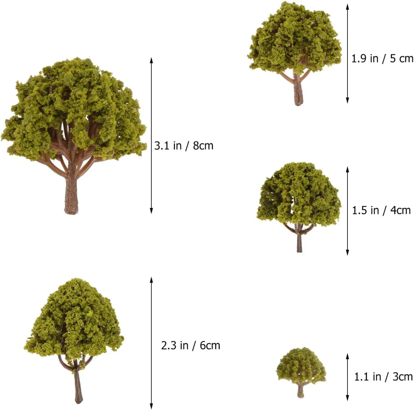 Angoily 20-piece miniature mixed model trees set with yellow landscape props for N scale model trains and fairy gardens.