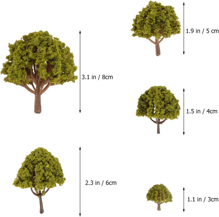 Angoily 20-piece miniature mixed model trees set with yellow landscape props for N scale model trains and fairy gardens.