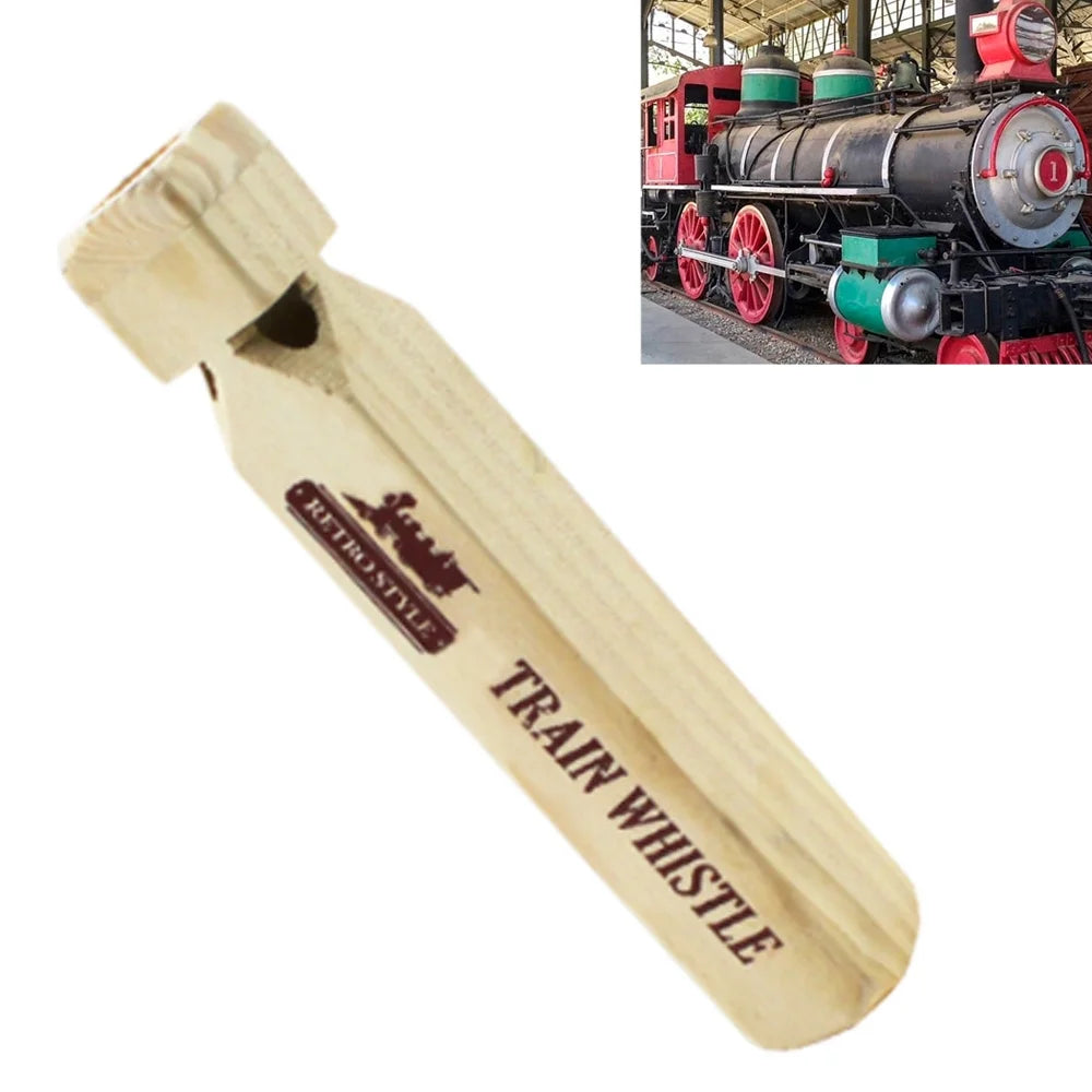 2 X Train Whistle Wooden Iron Engine Sound 7" Choo Choo Noisemaker Kids Toy Gift