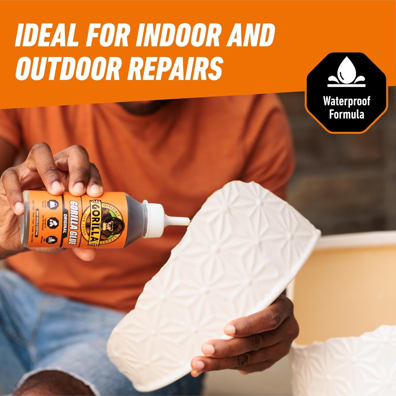 Gorilla Original Waterproof Polyurethane Glue, Brown, 8 Ounce - All-Purpose Expanding Adhesive