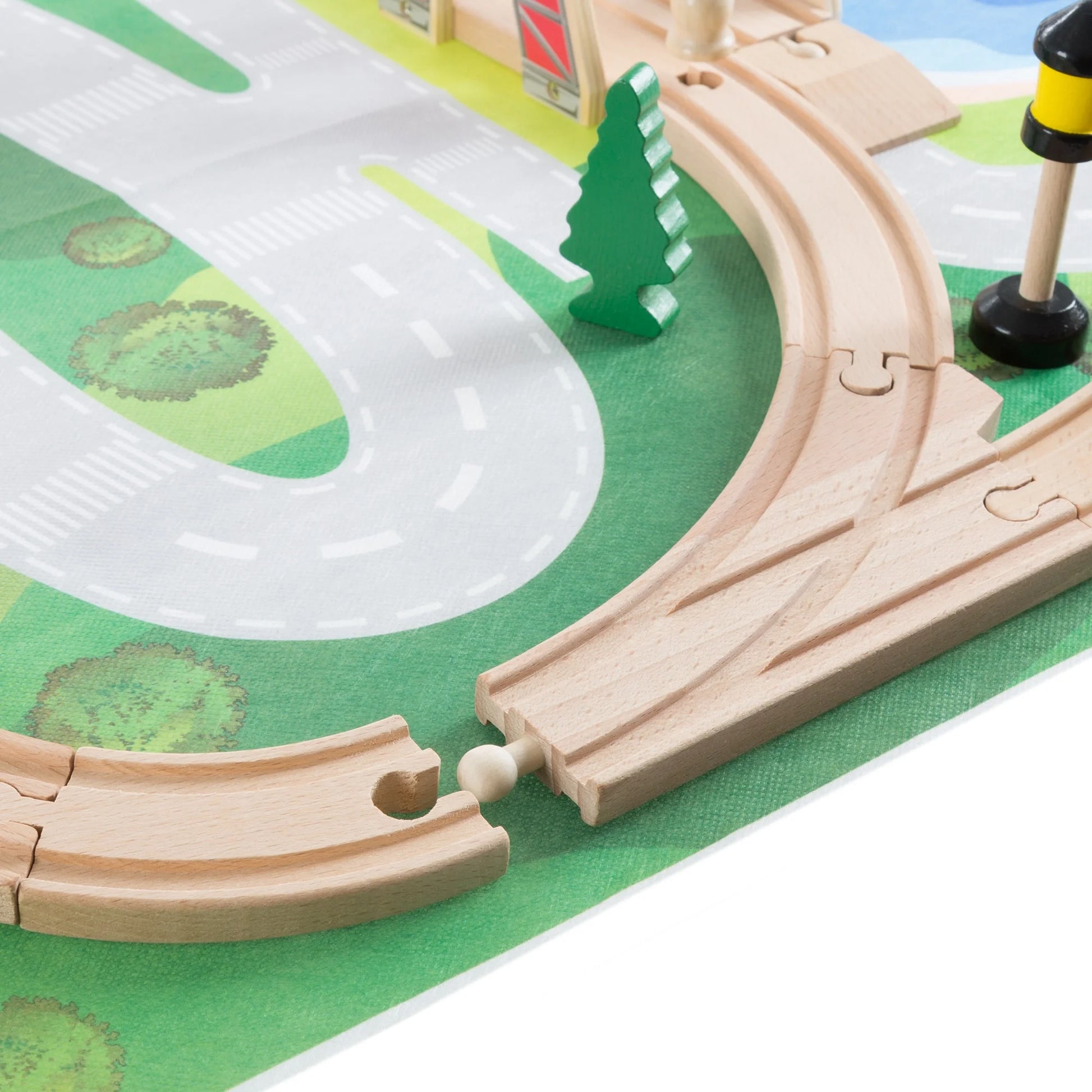 75-Piece Wooden Train Set Including Wood Tracks, Trains, Cars, Boats, and Accessories by