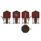 Weathered HO scale CB&Q water tower with sound, detailed model by BLI7916 for realistic model train scenery.