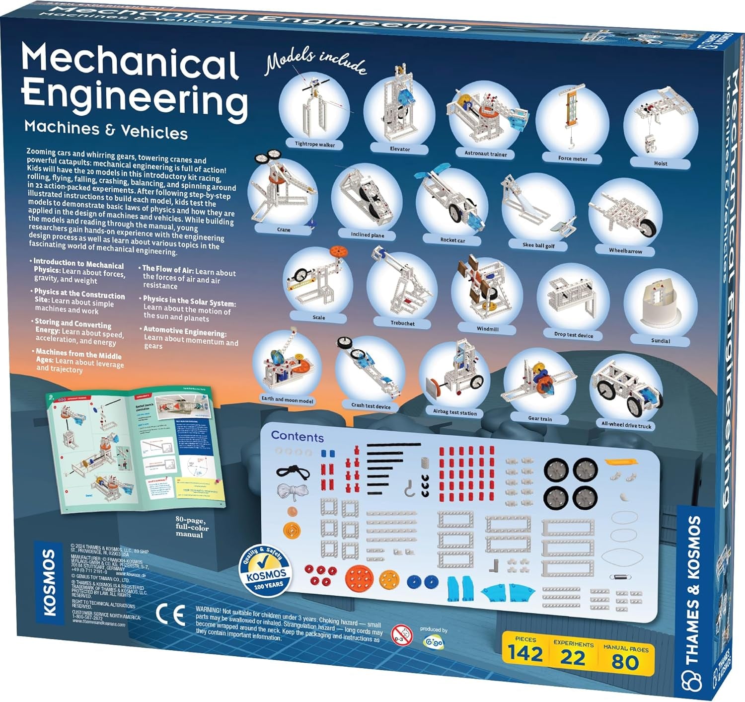 Thames & Kosmos Mechanical Engineering: Machines & Vehicles STEM Experiment Kit - Build 20 Mechanical Models and Explore the Physics of Force and Motion for Ages 8+