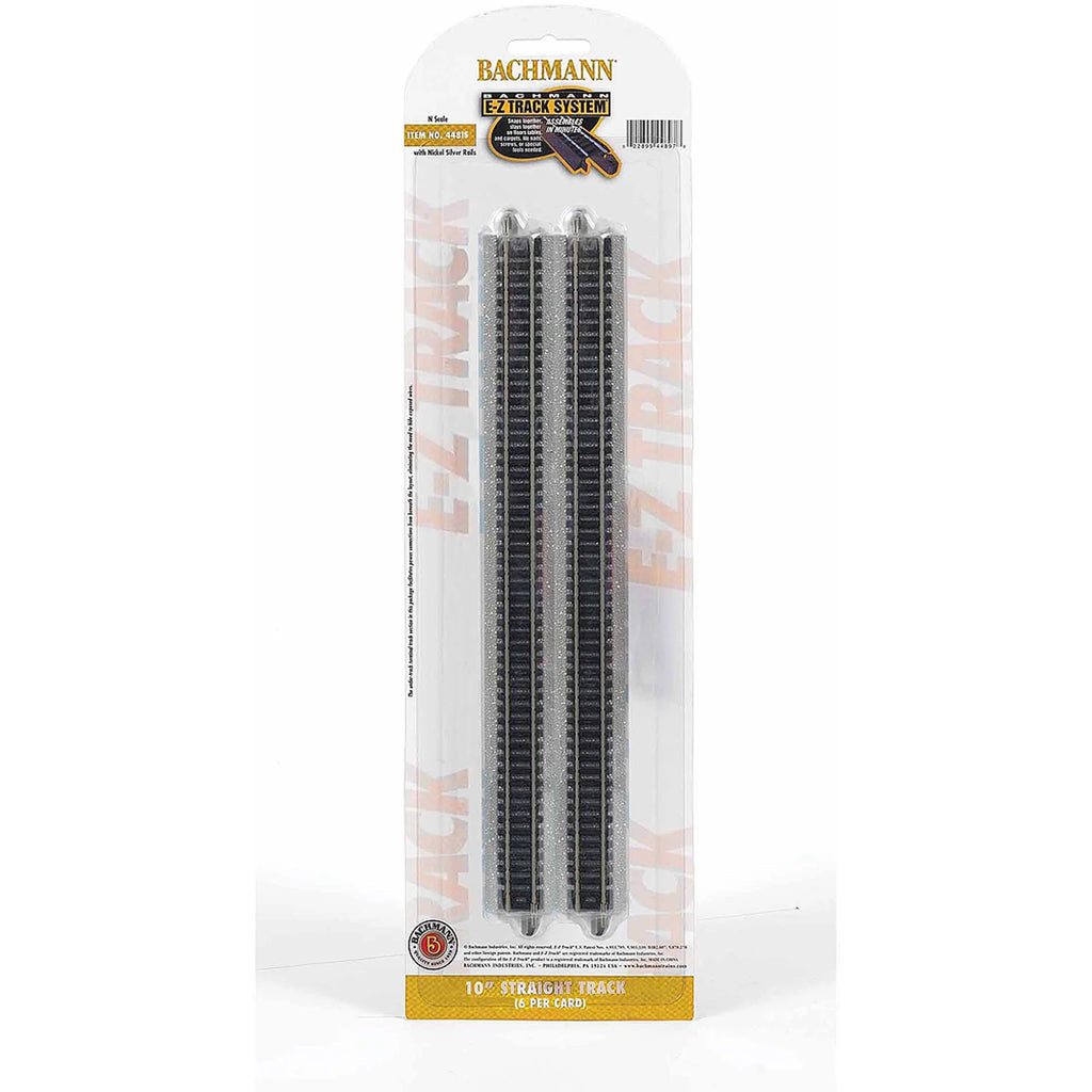 N Scale 10" Straight Train Track - 6 Pack