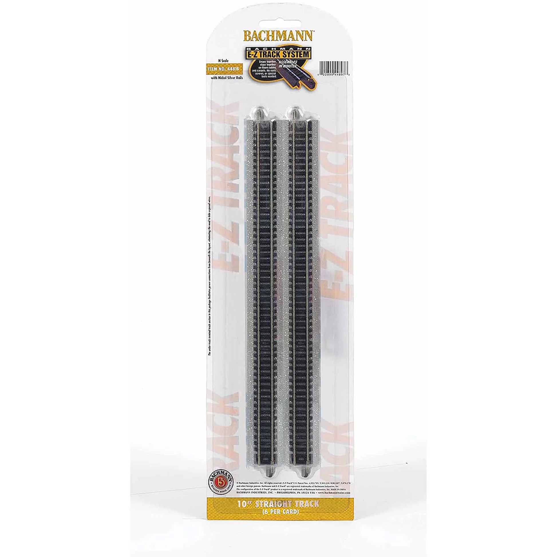 N Scale 10" Straight Train Track - 6 Pack