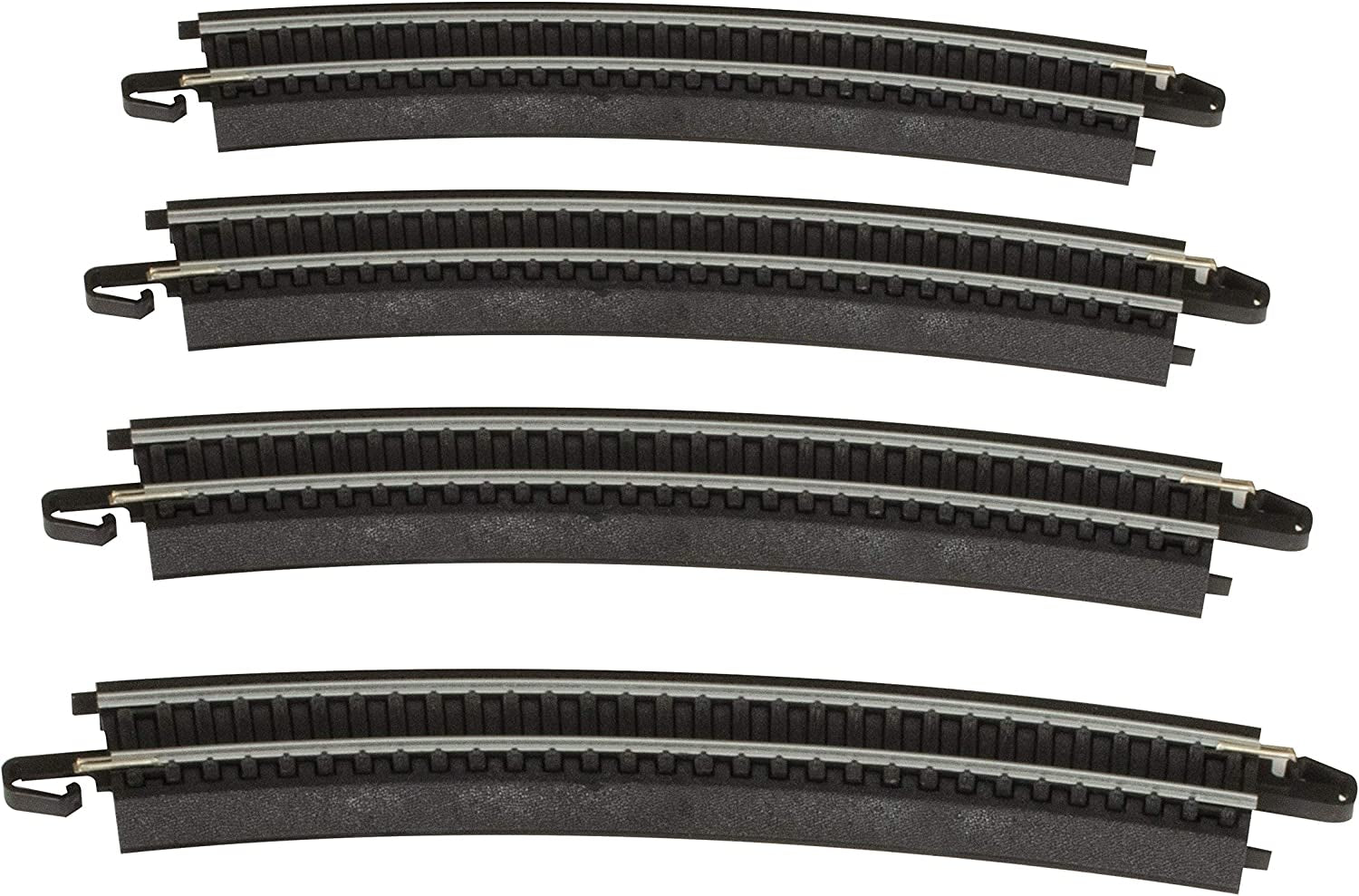 Bachmann Trains Snap-Fit E-Z Track 18-Inch Radius Curved Track (Pack of 4) - Steel Alloy Rail with Black Roadbed - HO Scale