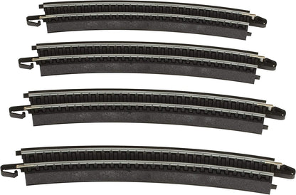 Bachmann Trains Snap-Fit E-Z Track 18-Inch Radius Curved Track (Pack of 4) - Steel Alloy Rail with Black Roadbed - HO Scale
