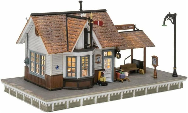 N Scale depot model for railway layouts by BYMRR Train Store, detailed miniature building with realistic railway features.