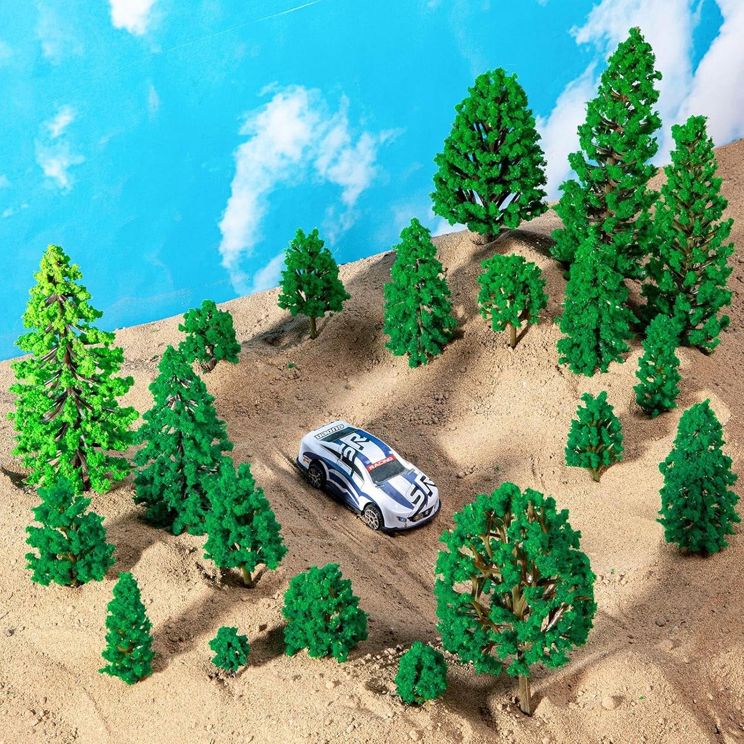 40-Piece Assorted Miniature Trees for Crafting, 1.2-6 Inch Scale Models for Dioramas, Cake Decorations, Train Scenery, and Fairy Gardens