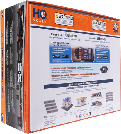 Lionel Transylvania Railroad Halloween Freight Bluetooth Electric HO Scale Model Train Set with Remote Control