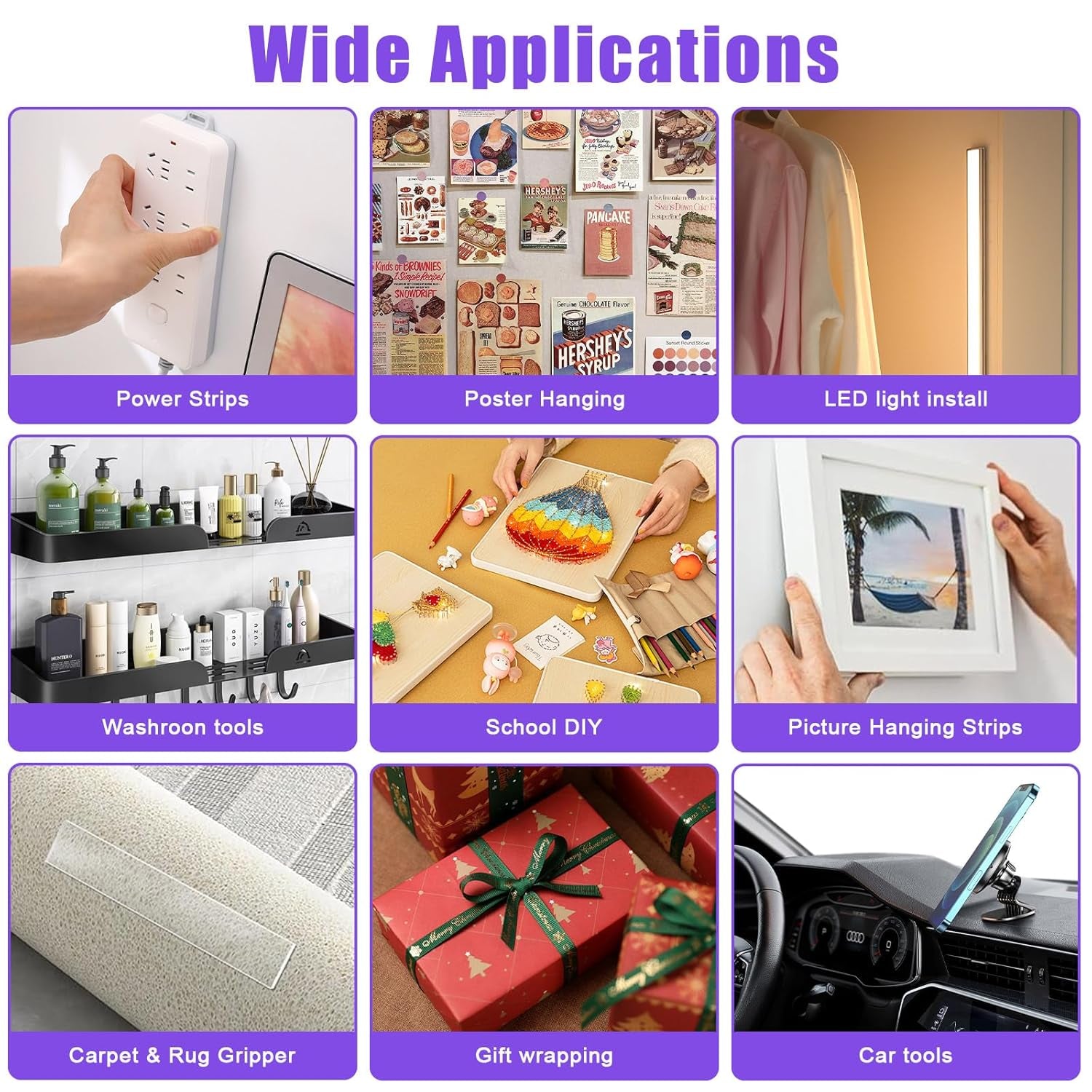 Heavy-Duty Double-Sided Tape (1 inch x 9.85 feet) - Removable Mounting Tape for Walls, White Foam Adhesive Strips for Picture Hanging, Posters, Waterproof Applications, Carpet and Rug Gripping