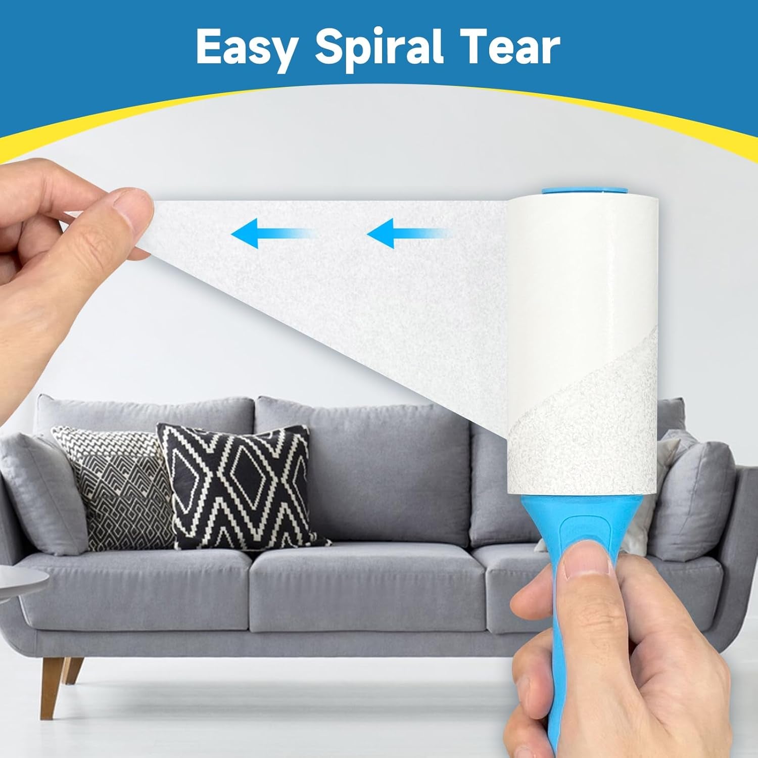 Swihauk 600-Sheet Extra Sticky Lint Rollers for Pet Hair Removal, Ergonomic Spiral Tear Design for Clothing and Multipurpose Use on Furniture, Carpets, and Car Seats