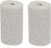 Two white plaster cloth gauze bandage rolls, 6-inch by 15-foot, for art, body casting, mask making, and sculpture crafts.
