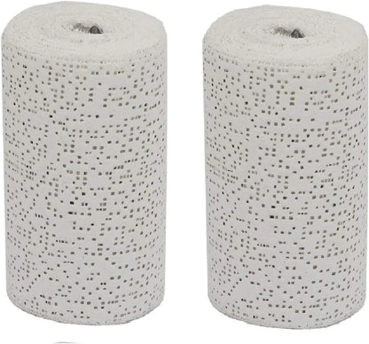 Two white plaster cloth gauze bandage rolls, 6-inch by 15-foot, for art, body casting, mask making, and sculpture crafts.