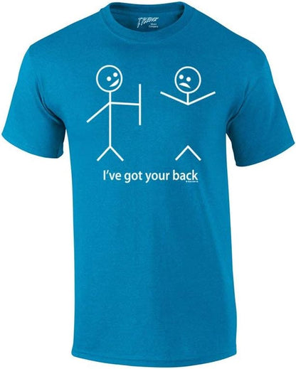 Humorous Short Sleeve T-Shirt Featuring Stick Figures and Witty Phrases