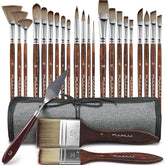 Set of four professional acrylic paint brushes from Fuumuui, showcasing various sizes and bristle types for artists.