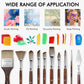 Set of 25 professional acrylic paint brushes by Fuumuui, featuring various sizes with wooden handles and synthetic bristles.