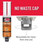 J-B Weld Kwikweld high-strength waterproof epoxy in dark grey, 2-pack, 25ml tubes, ideal for quick repairs and bonding.