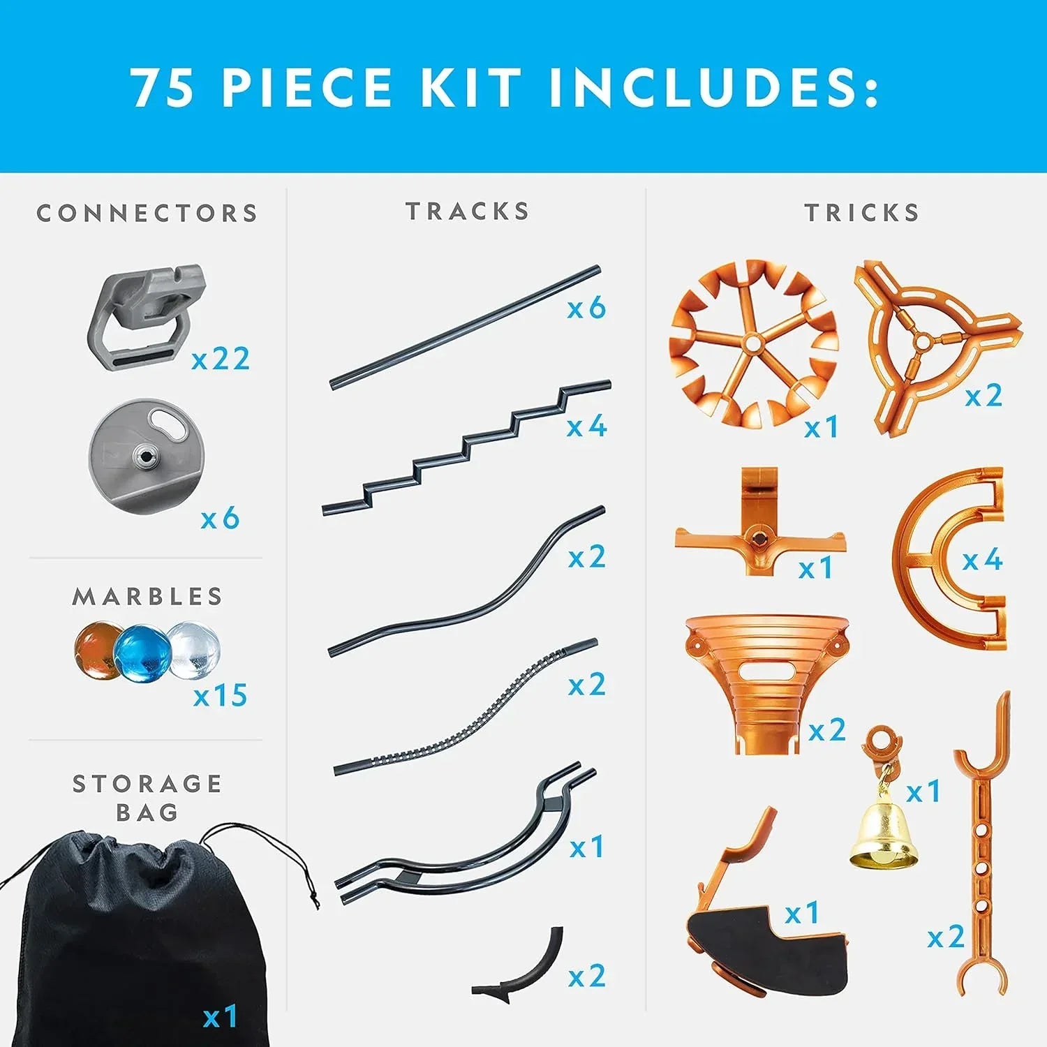 National Geographic 75-Piece Magnetic Marble Run STEM Building Set for All Ages with Magnetic Track, Unique Trick Pieces, and Marbles for Marble Maze Creation and STEM Learning Activities - BYMRR Train Store