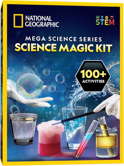 National Geographic Science Magic Kit for children, STEM science kit with colorful experiments and magic tricks for young learners.