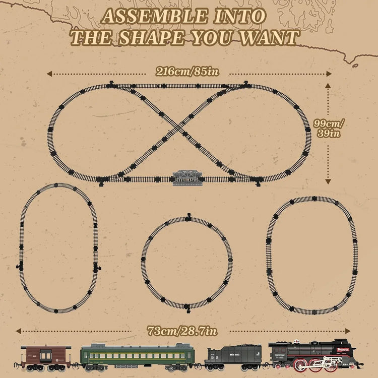 Premium Electric Train Set with Remote Control - Classic Steam Locomotive Featuring Smoke, Lights, and Sound Effects - Ideal Holiday Gift for Children - BYMRR Train Store