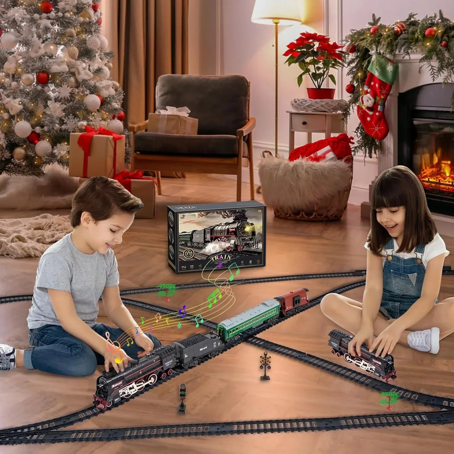 Premium Electric Train Set with Remote Control - Classic Steam Locomotive Featuring Smoke, Lights, and Sound Effects - Ideal Holiday Gift for Children - BYMRR Train Store