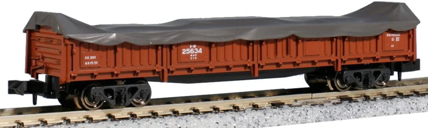 KATO N gauge Toki 25000 freight car with cargo, detailed model train car for N scale model railway.