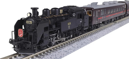 KATO N gauge C11 171 and 14 Series 500 Series SL Winter Wetland 6-car model train set with steam locomotive, detailed model railway scene