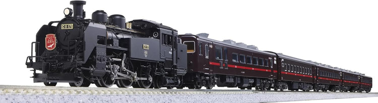 KATO N gauge C11 171 and 14 Series 500 Series SL Winter Wetland 6-car model train set with steam locomotive and detailed passenger cars