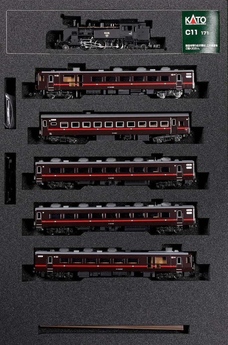 KATO N Gauge C11 171 + 14 Series 500 Series SL Winter Wetland 6-Car Set - Special Edition Railway Model, Item 10-1958, Steam Locomotive - BYMRR Train Store