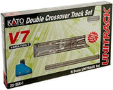 Kato Trains Model Train Products V7 UNITRACK double crossover track set with two sets of curved and straight tracks for model railroads.