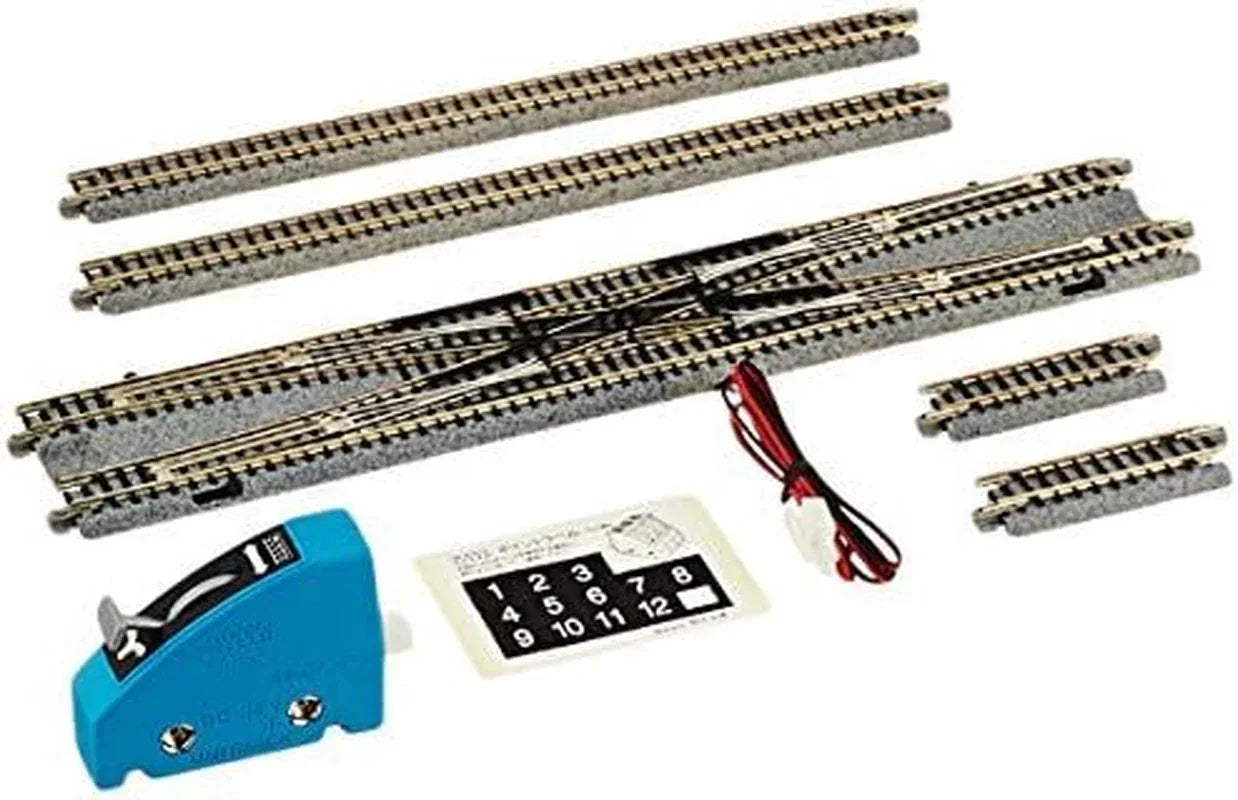 Kato USA Model Train Products V7 UNITRACK double crossover track set with detailed rail sections and realistic track design.