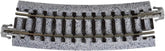 Kato USA Unitrack 282mm 11-inch radius 15-degree curve track set with 4 pieces for model train layouts.