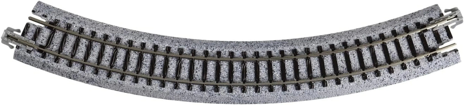 Kato USA Unitrack 8.5-inch radius 45-degree curve track set with four pieces for model train layouts.