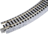 Kato USA Unitrack 8.5-inch radius 45-degree curve track set with four pieces for model train layouts.