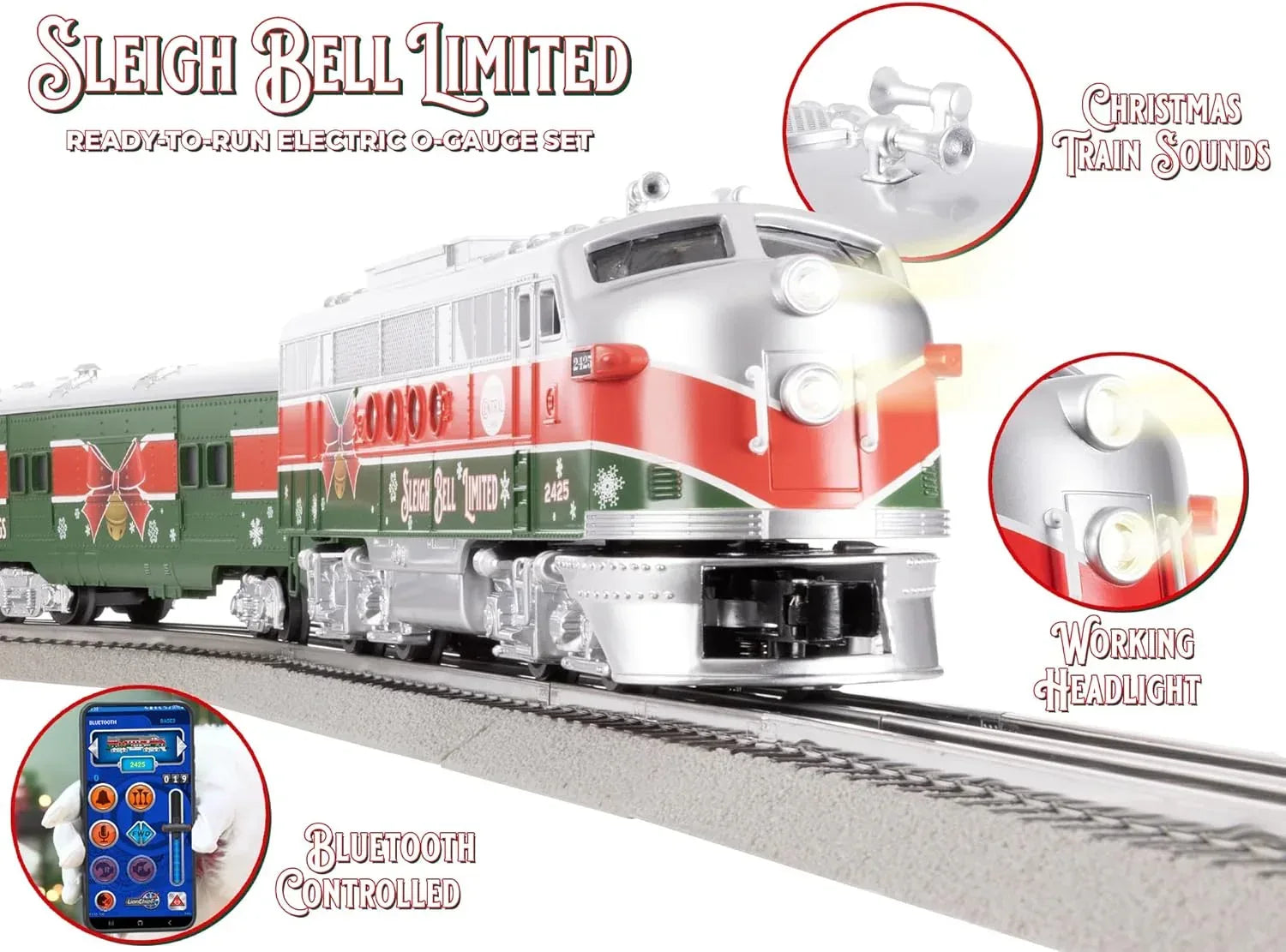 Lionel Limited Edition Lionchief 5.0 Electric O Gauge Train Set with Bluetooth and Remote Control - Sleigh Bell Passenger Model - BYMRR Train Store