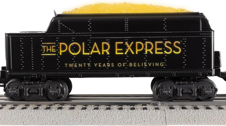 Lionel Polar Express 20th Anniversary electric O gauge train set with remote control and Bluetooth 5.0 technology.