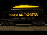 Lionel Polar Express 20th Anniversary electric O gauge train set with Bluetooth 5.0 and remote control shown in the image.
