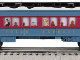 Lionel Polar Express 20th Anniversary O gauge electric train set with remote control and Bluetooth 5.0, featuring detailed engine and cars.