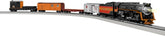 Lionel Southern Pacific Berkshire electric HO gauge freight train set with remote control and detailed locomotive and freight cars.
