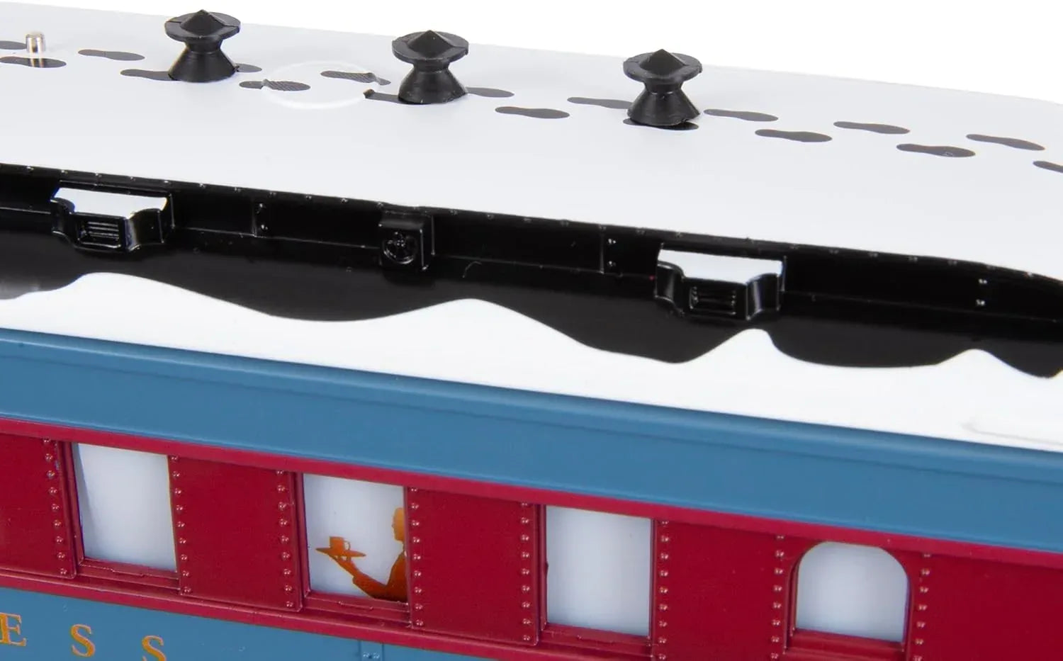 Lionel Polar Express O Gauge Diner Car from premium holiday train set, detailed model with festive holiday-themed design
