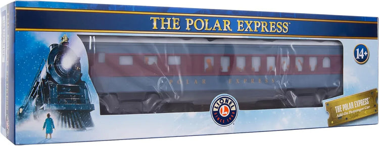 Lionel Polar Express O gauge diner car with detailed holiday train design and festive decorations, model no. 684604.