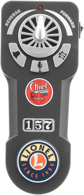 Lionel Santa Fe Super Chief O Gauge electric train set with Bluetooth remote control, including locomotive, cars, and tracks.