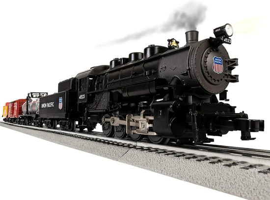 Lionel Union Pacific Flyer LionChief 5.0 electric O gauge train set with locomotive, cars, and track on display