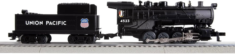 Lionel Union Pacific Flyer LionChief 5.0 electric O gauge train set with locomotive and cars on model track.
