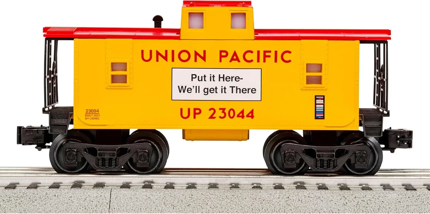 Lionel Union Pacific Flyer LionChief 5.0 electric O gauge train set with locomotive and cars on track