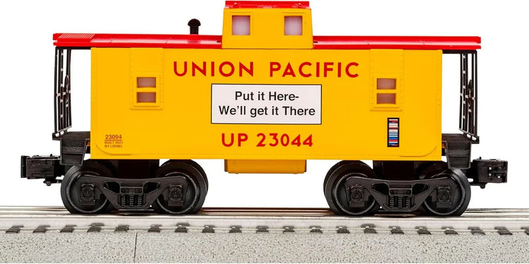 Lionel Union Pacific Flyer LionChief 5.0 electric O gauge train set with locomotive and cars on track