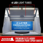 Master Airbrush portable spray booth kit with dual exhaust fans, LED light, turntable, and extension hose for painting and crafts.