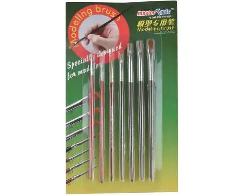 Master Tools 09900 Modeling Brush Set: Round 0, 1, 2/0, Flat 1/4", 1/8", 3/16", 7/32" - BYMRR Train Store